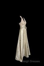 Vintage A Line V Neckline Champagne Lace Prom Gown Fairy Prom Dresses