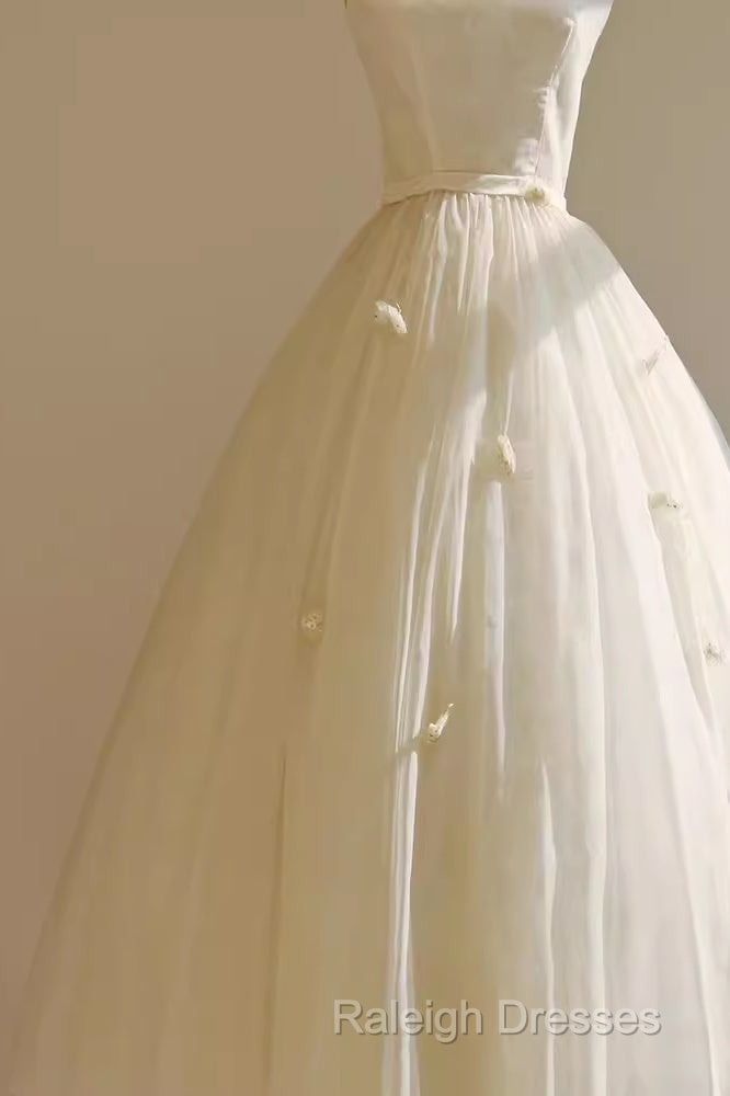 Vintage Ball Gown Bateau White Tea Length Wedding Dresses Brides Dress