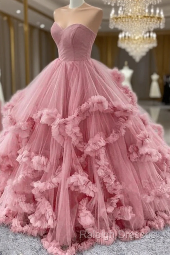 Vintage Ball Gown Pink Prom Dress For Women