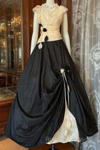 Vintage Ball Gown Sleeveless Long Black Evening Dress Prom Dresses