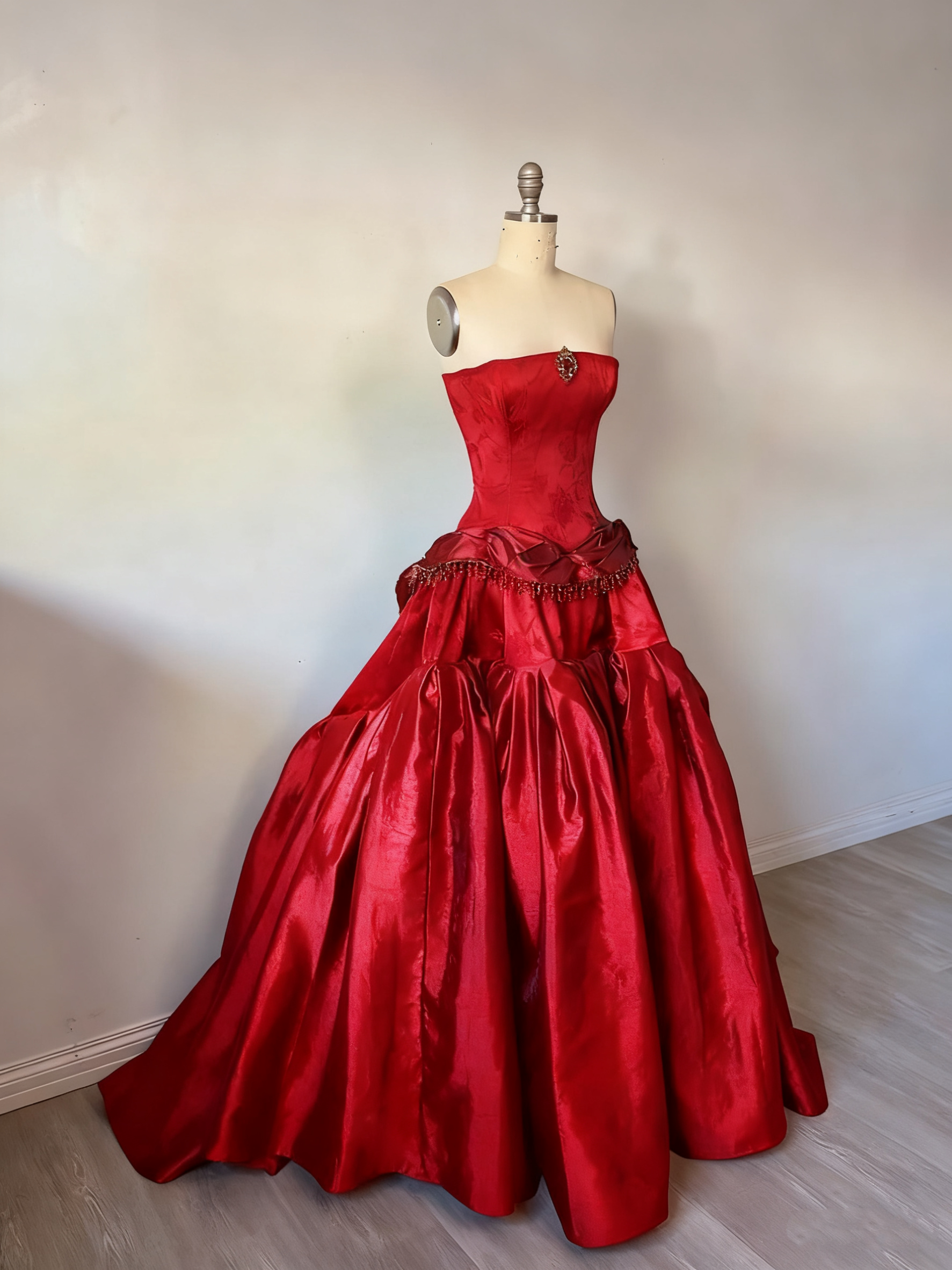 Vintage Ball Gowns Strapless Burgundy Sleeveless Satin 90S Classy Prom Dress Inspiration Prom Dresses Princess Graduation Dresses