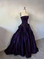 Vintage Ball Gowns Strapless Burgundy Sleeveless Satin 90S Classy Prom Dress Inspiration Prom Dresses Princess Graduation Dresses
