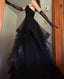 Vintage Ball Gowns Strapless Sleeveless Long Tulle Black Prom Dresses