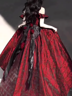 Vintage Ball Gowns Straps Long Burgundy Ruffles Lace Prom Dress Birthday Outfits