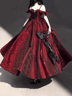 Vintage Ball Gowns Straps Long Burgundy Ruffles Lace Prom Dress Birthday Outfits