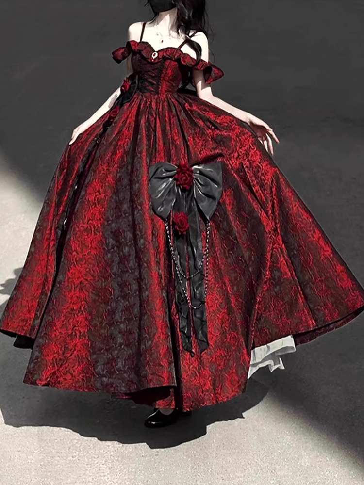Vintage Ball Gowns Straps Long Burgundy Ruffles Lace Prom Dress Birthday Outfits Main image