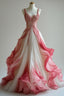 Gradient Pink A-Line V Neck Tulle Long Prom Dress Gradient Pink Prom Dresses
