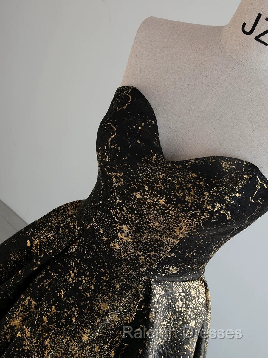 Vintage Ball Gown Sweetheart Sleeveless Long Prom Gown Fairy Black Prom Dress