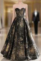 Vintage Ball Gown Sweetheart Sleeveless Long Prom Gown Fairy Black Prom Dress