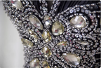 Vintage Black A-Line V-Neck Open Back Butterfly Rhinestone Beaded Satin Long Formal Prom Dress