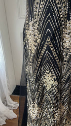 Vintage Black And Gold Mermaid Strappy Sequin Embroidered Long Formal Prom Dress