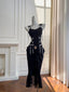 Vintage Black Mermaid Lace And Satin Long Formal Prom Dress
