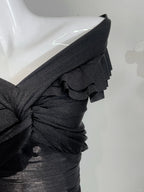 Vintage Black Mermaid One Shoulder Ruffle Satin Formal Prom Dress