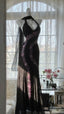 Vintage Black Pink Diamond Halter Neck Chiffon Mermaid Prom Gown Formal Prom Dress