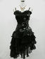 Vintage Black Straps Beaded Prom Dresses Ruffled Homecoming Dresses