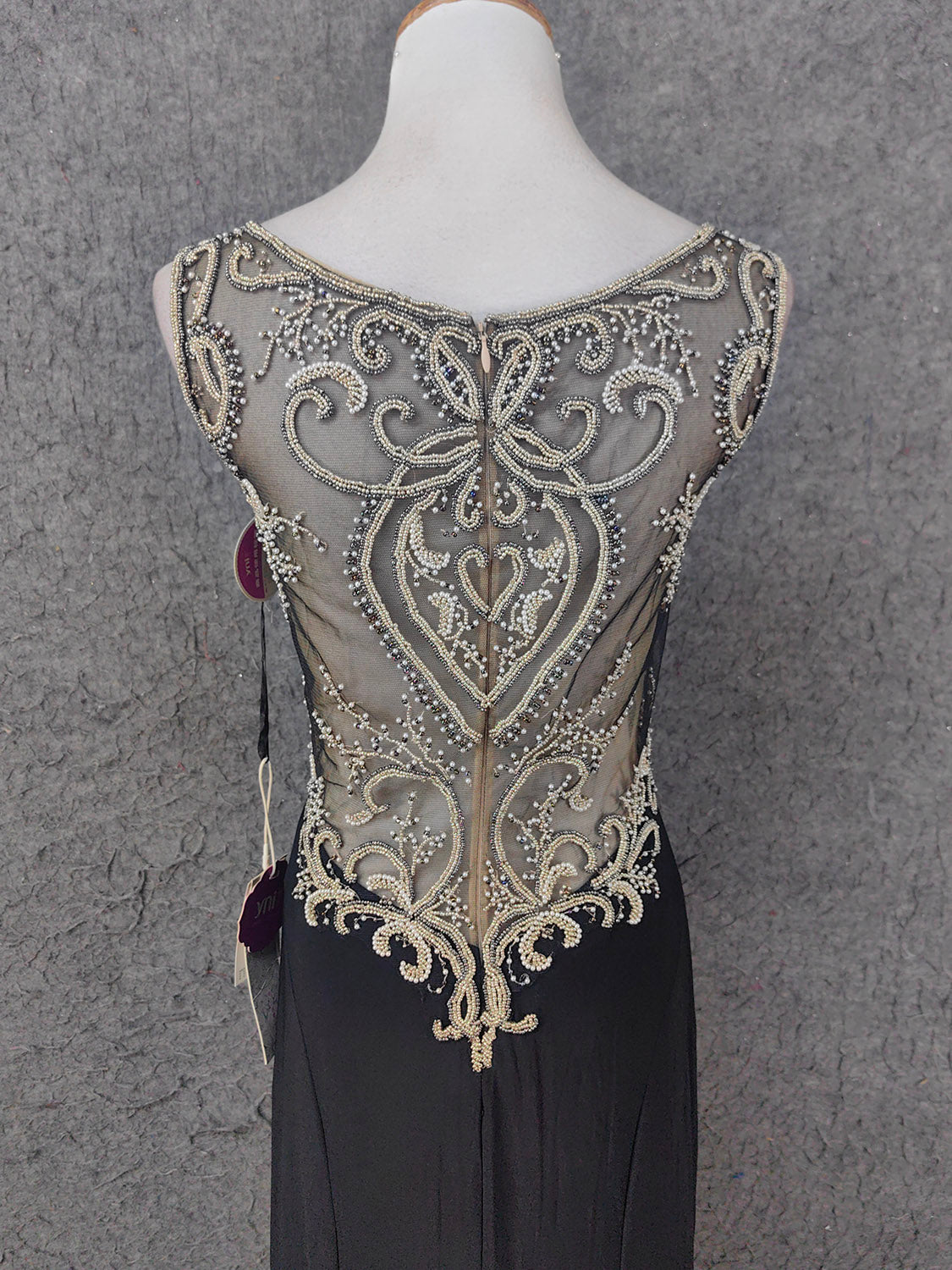 Vintage Black V-Neck Beaded Chiffon Long Formal Prom Dress