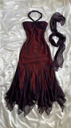 Vintage Blue Chiffon Prom Dress Long Elegant Beaded Prom Dress