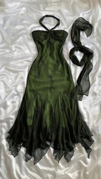 Vintage Blue Chiffon Prom Dress Long Elegant Beaded Prom Dress