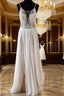Vintage Boho V Neck Split Wedding Dress Lace Embroidery
