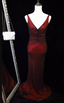 Vintage Bright Burgundy Mermaid V-Neck Ruched Satin Long Formal Prom Dress
