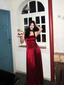 Vintage Burgundy A-Line Strapless Satin Long Formal Prom Dress