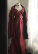 Vintage Burgundy Halter Neck Mermaid Satin Long Formal Prom Dress