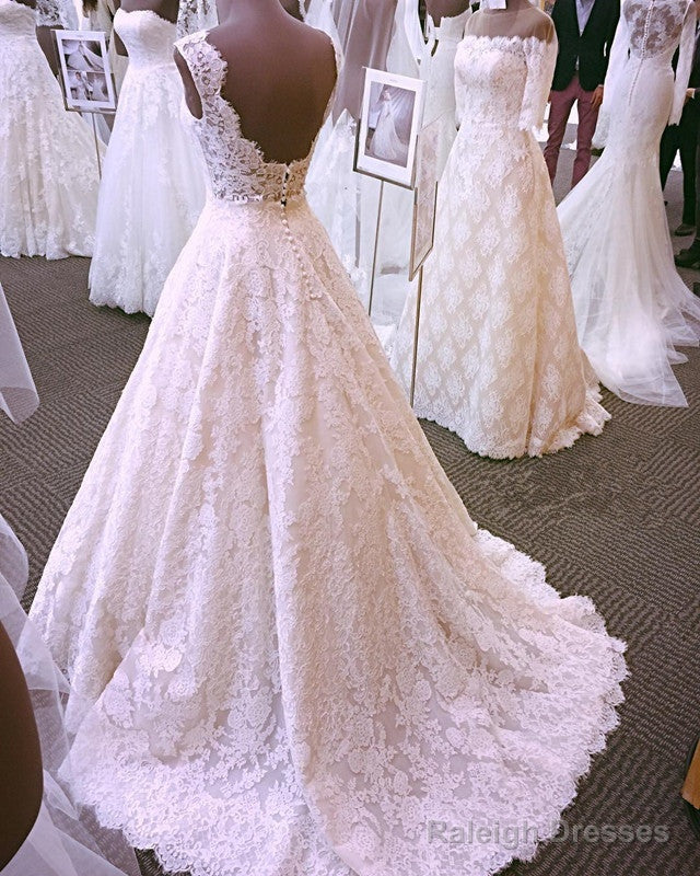 Vintage Cap Sleeves Open Back Lace Wedding Dress Secondary image