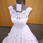 Vintage Cap Sleeves Open Back Lace Wedding Dresses
