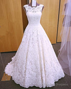 Vintage Cap Sleeves Open Back Lace Wedding Dresses