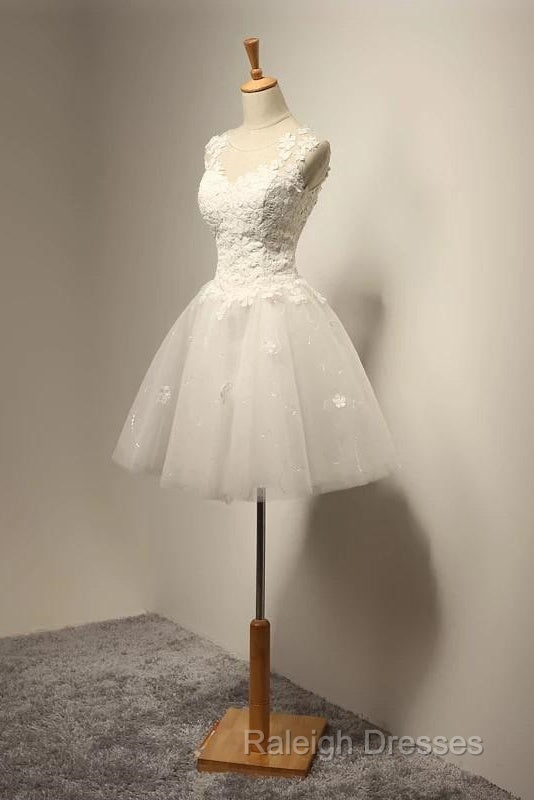 Vintage Cap Sleeves Short Tulle Lace Appliques Wedding Dress Secondary image
