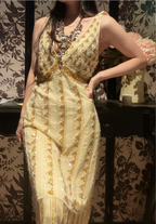 Vintage Champagne Gold Mermaid V-Neck Sequined Formal Prom Dress