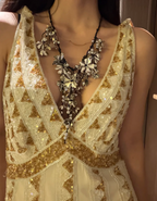 Vintage Champagne Gold Mermaid V-Neck Sequined Formal Prom Dress