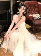 Vintage & Classic Ivory Chiffon Prom Dress