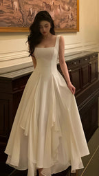 Vintage & Classic Ivory Chiffon Prom Dress