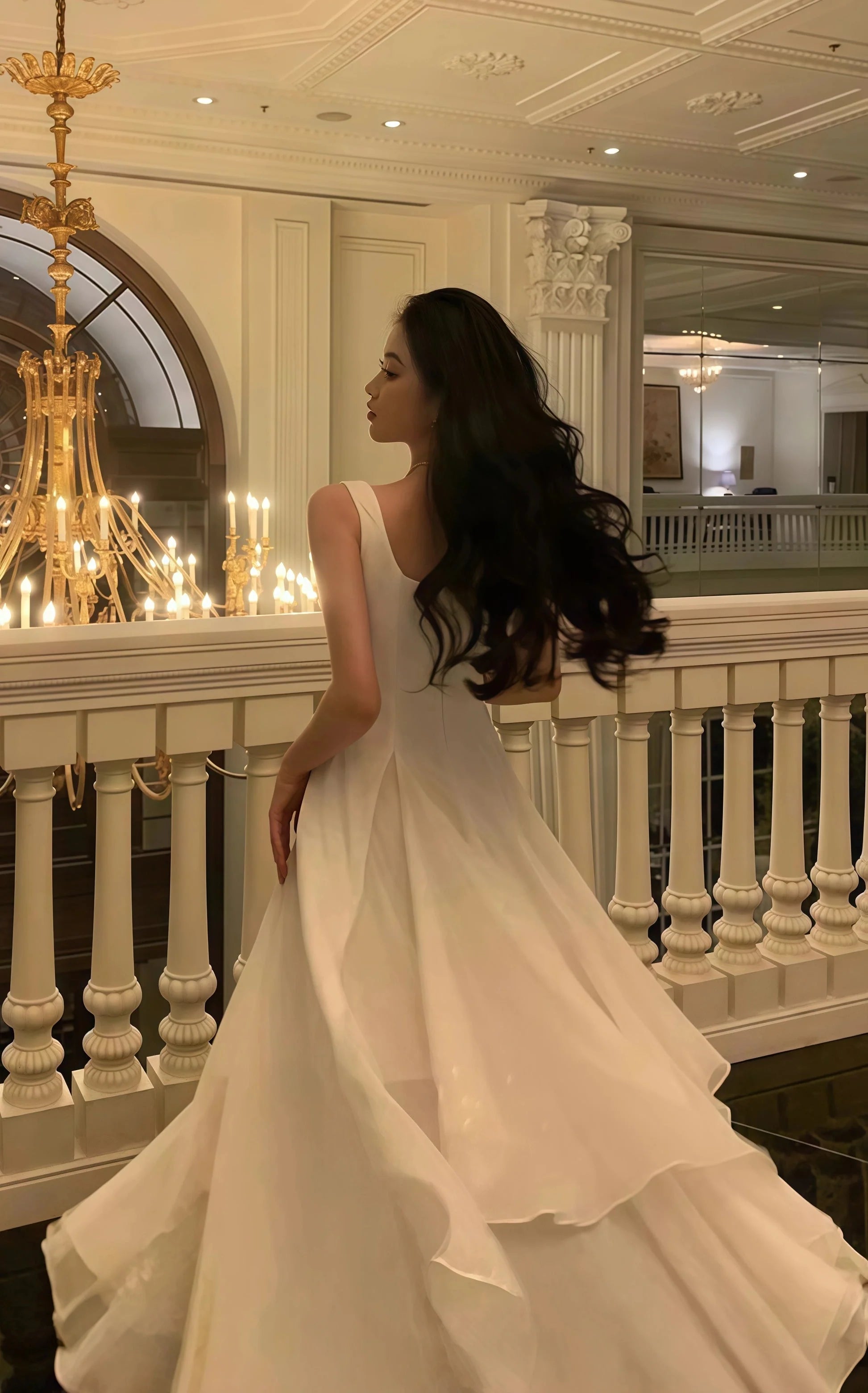Vintage & Classic Ivory Chiffon Prom Dress