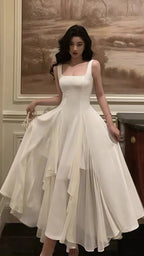 Vintage & Classic Ivory Chiffon Prom Dress