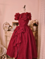 Vintage Court Red Bow Off-The-Shoulder Satin Ball Gown Prom Dress