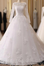 Vintage Custom Long Sleeves Lace Wedding Dress Cheap Appliques