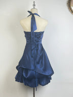 Vintage Dark Green Halter Neck Floral Mini Homecoming Dresses