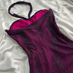 Vintage Dark Purple Halter-Neck Beaded Ruffled Charming Prom Dresses Prom Dresses Prom Dresses