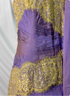 Vintage Deep Purple Gold Lace Thin Strap V-Neck Chiffon Long Formal Prom Dress