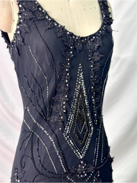 Vintage Elegant Black Mermaid Asymmetrical Hem Beaded Chiffon Long Formal Prom Dress Secondary image