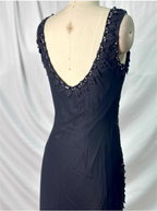 Vintage Elegant Black Mermaid Asymmetrical Hem Beaded Chiffon Long Formal Prom Dress