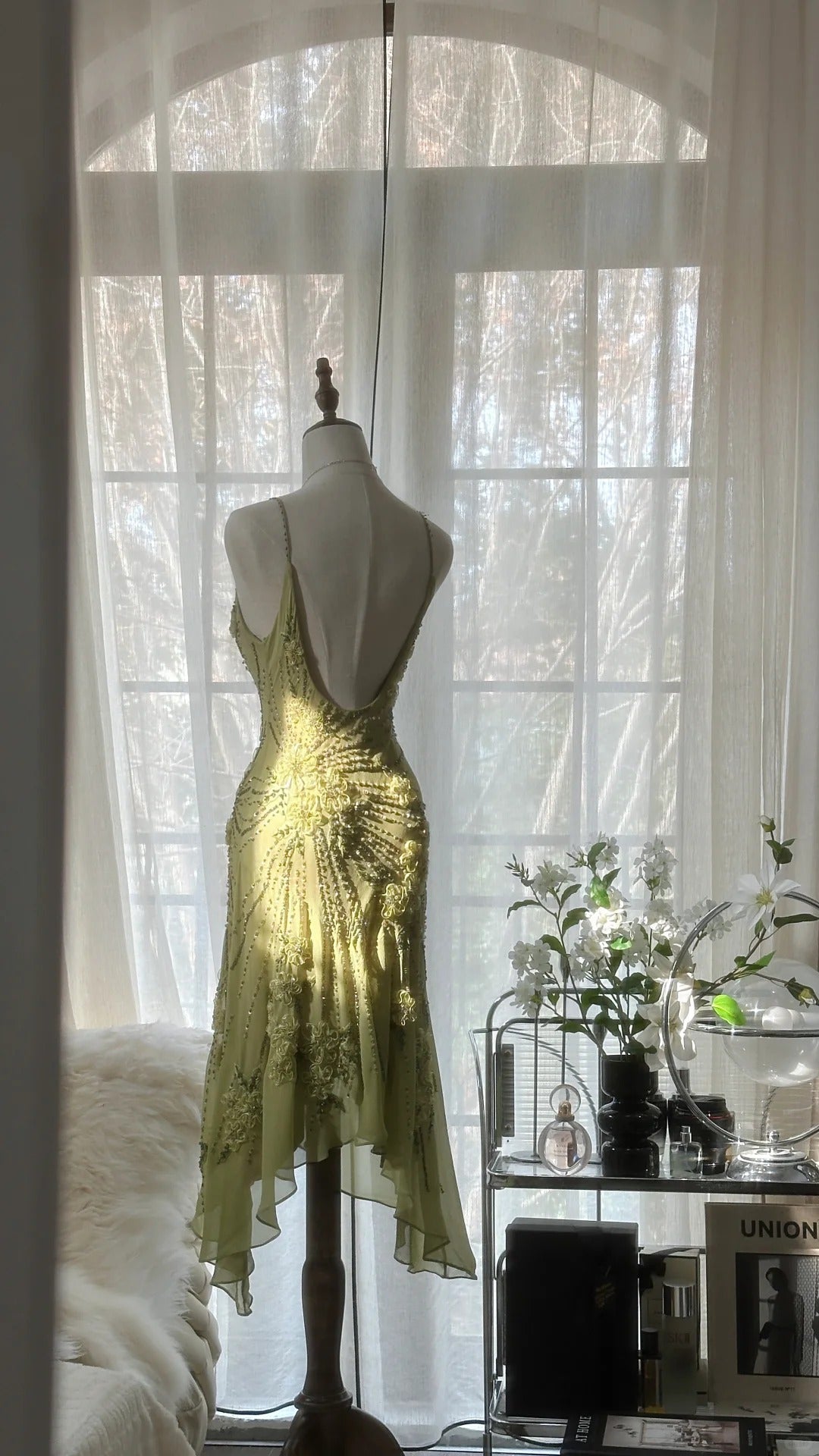 Vintage Prom Dress Sleeveless Green Prom Gown