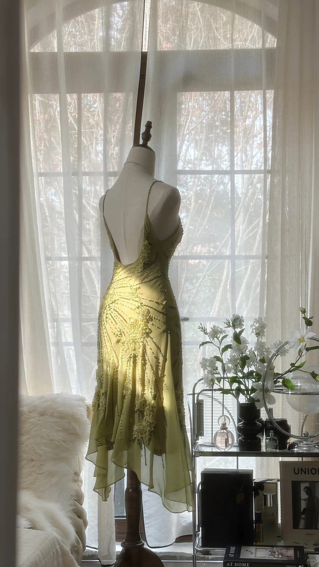 Vintage Prom Dress Sleeveless Green Prom Gown