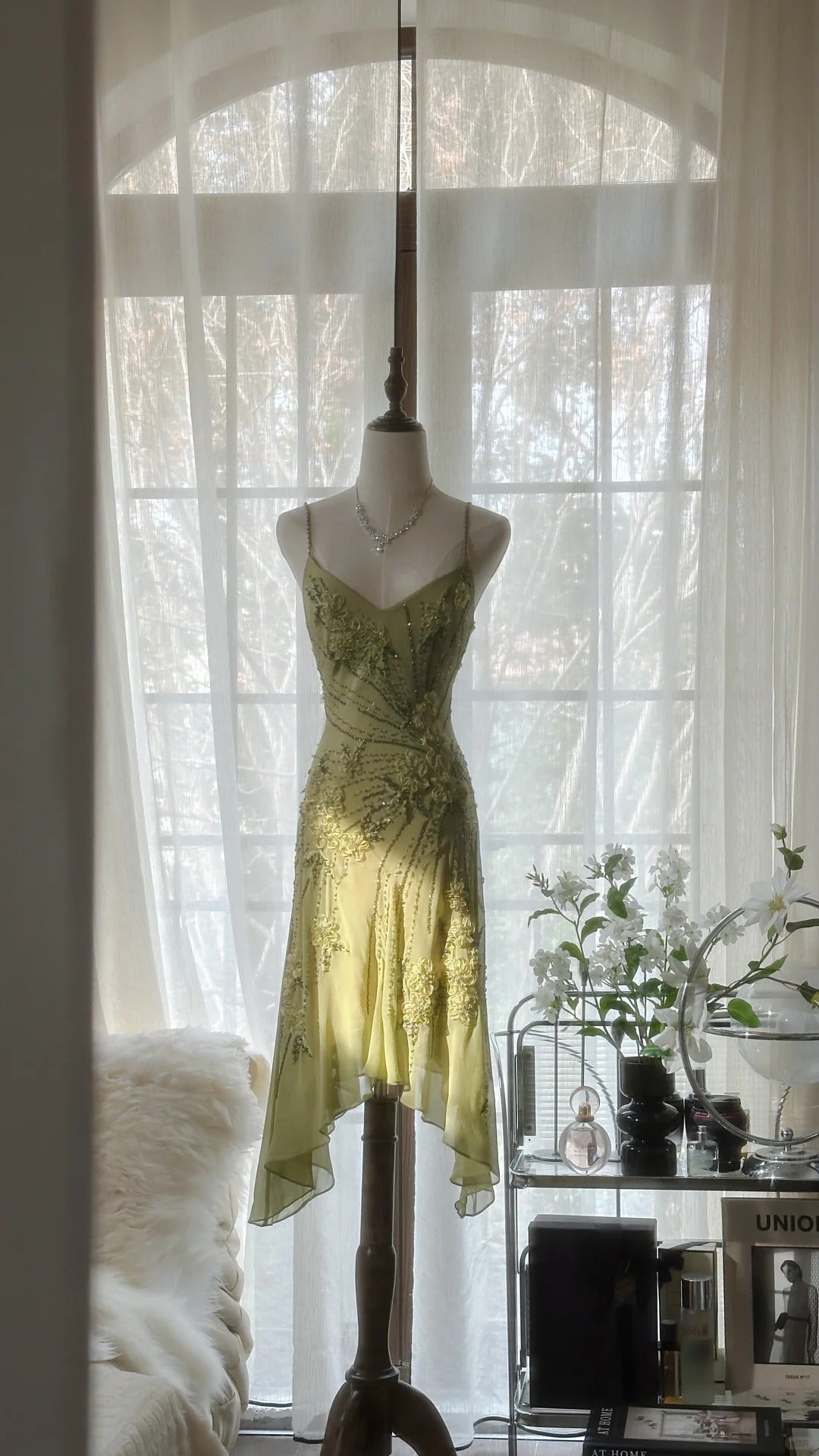 Vintage Prom Dress Sleeveless Green Prom Gown