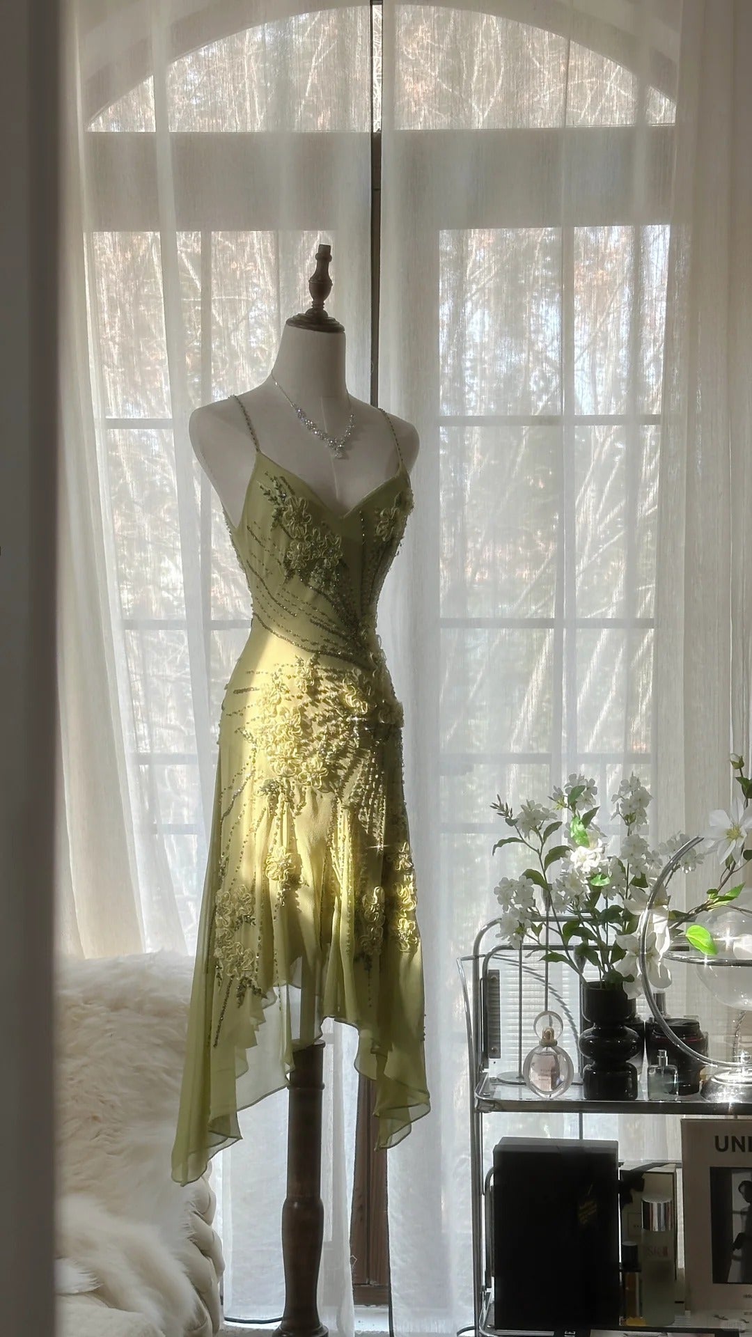 Vintage Prom Dress Sleeveless Green Prom Gown