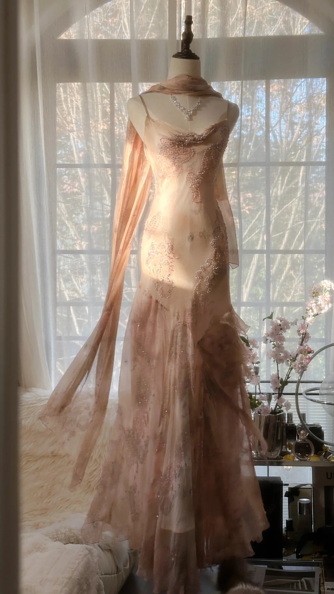 Vintage Prom Dress Sleeveless Long Prom Gown