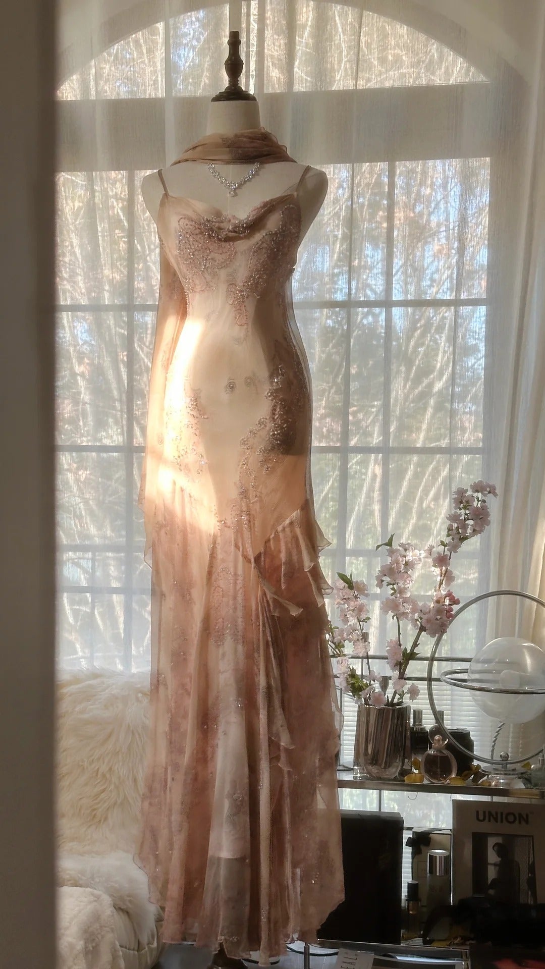 Vintage Prom Dress Sleeveless Long Prom Gown