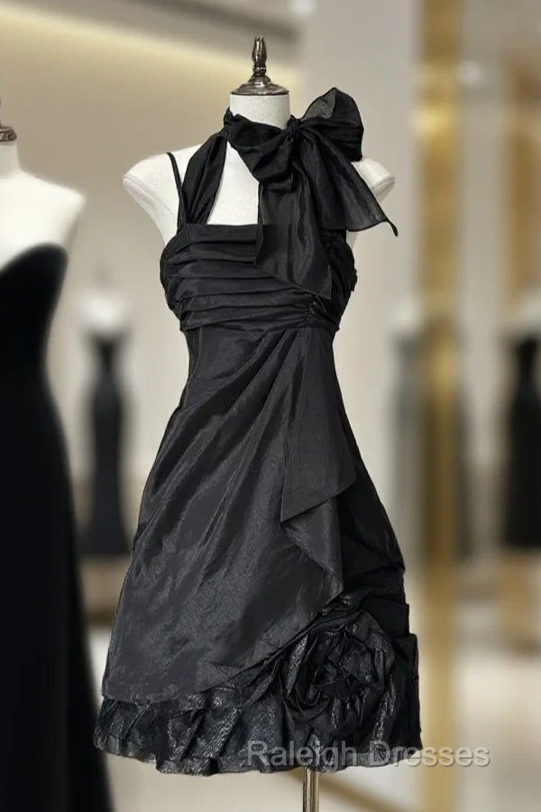 Vintage Fashion A Line Black Short Length Homecoing Birthday Dress Prom Dresses Main image